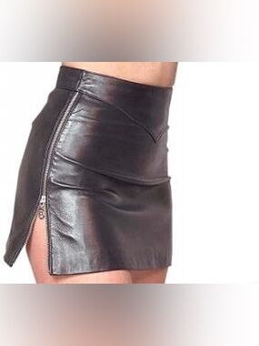 NWT Leatherotics Black Leather Skirt Side Zipper Sexy Mini Tight Fit 1205 32"